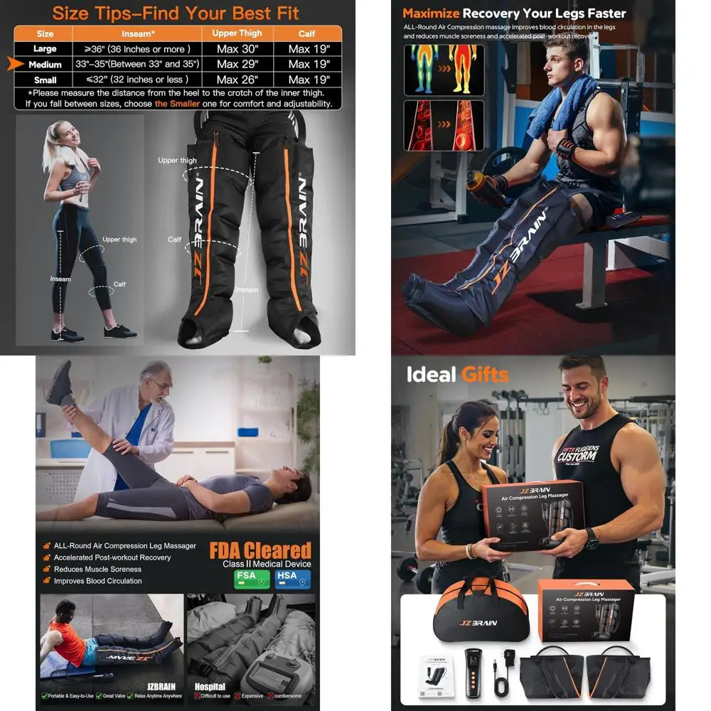 

Full Leg Compression Boots for Enhanced Circulation and Pain Relief - Sequential System for Muscle Relaxation - Suitable for Ath
