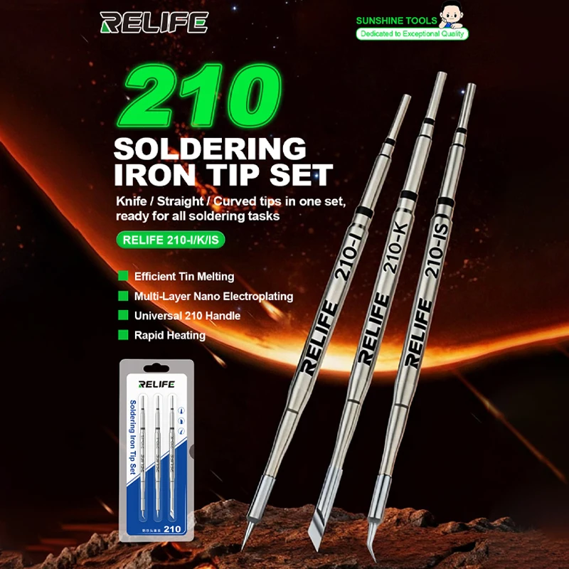 

Наконечники для паяльника RELIFE серии 210 (210-I/IS/K) с быстрым нагревом и защитой от окисления для точного ремонта печатных плат телефонов
