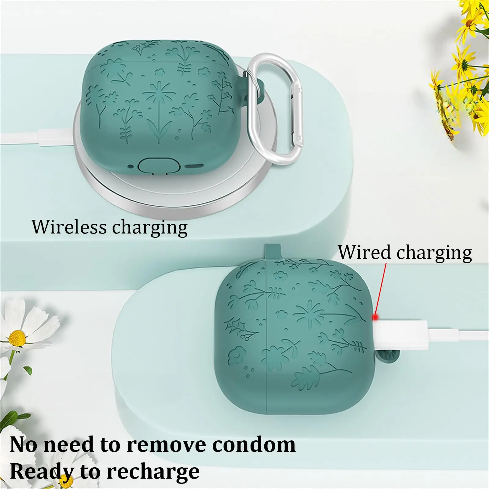 For AirPods 4 Case 3D Creative Flower Protective Shockproof Cover with Keychain/Cleaning Kit Soft Silicone Case For AirPods 4th