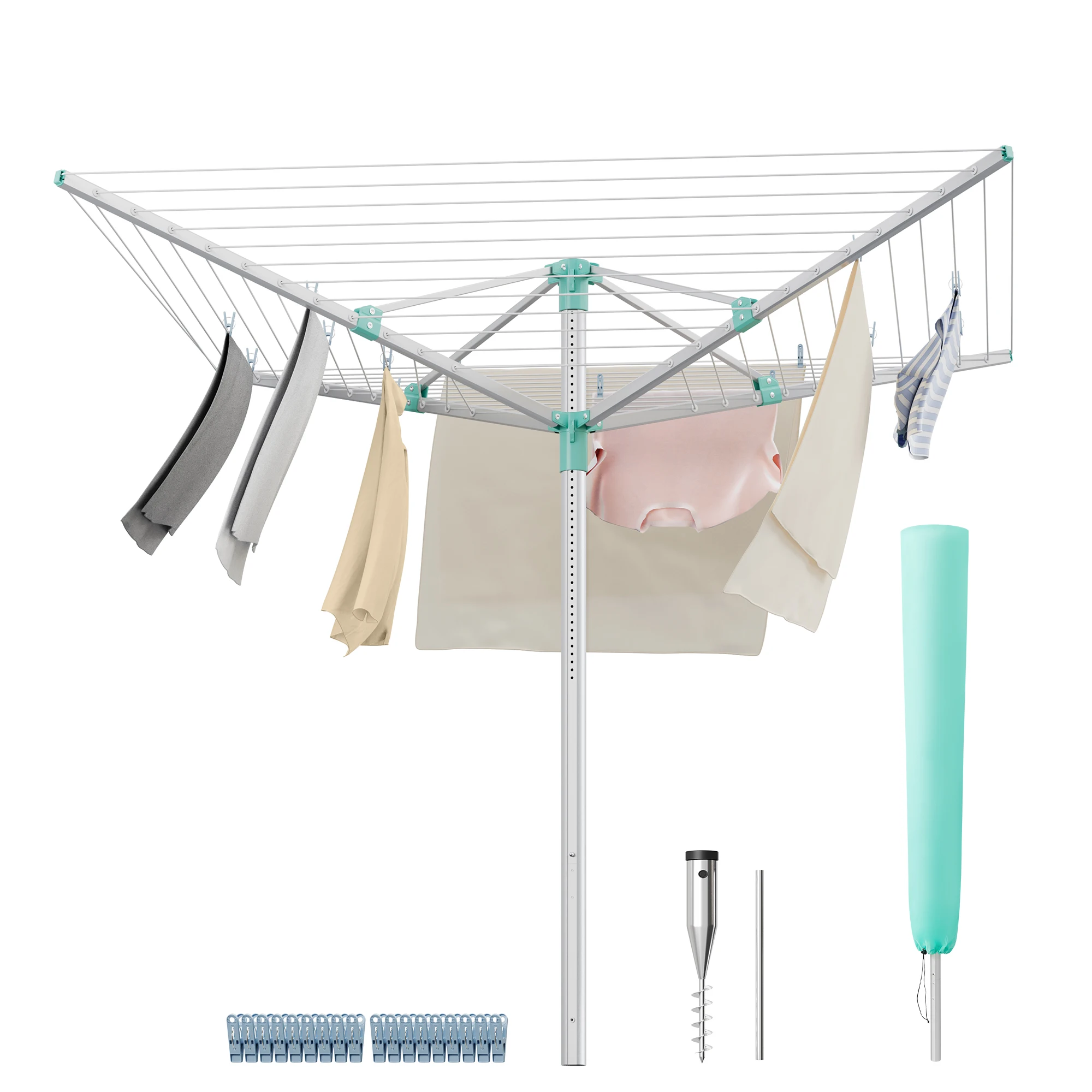 

Rotating drying rack, for outdoor garden drying rack, with floor sleeve drying rack