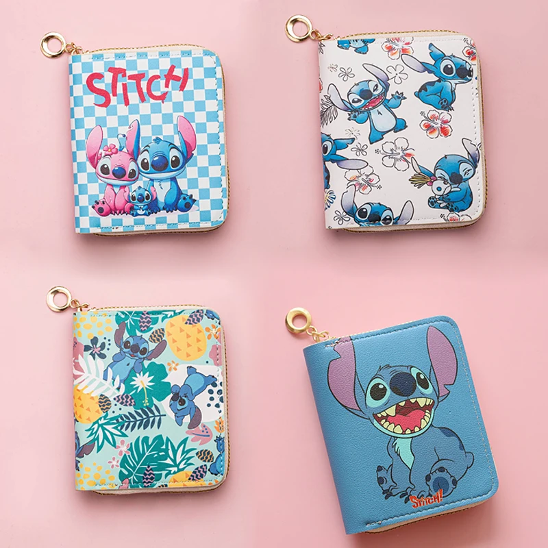 

New Disney Cartoon Stitch Wallet Students Small Zipper Short Wallet Ladies' Portable Coin Purse Bank Credit Card Bag