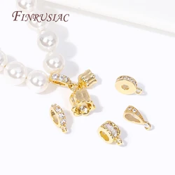 18K Gold Plated Zircon-Set Pendant Bail with Open/Closed Ring Connector For DIY Jewelry Making Supplies Accessories Wholesale