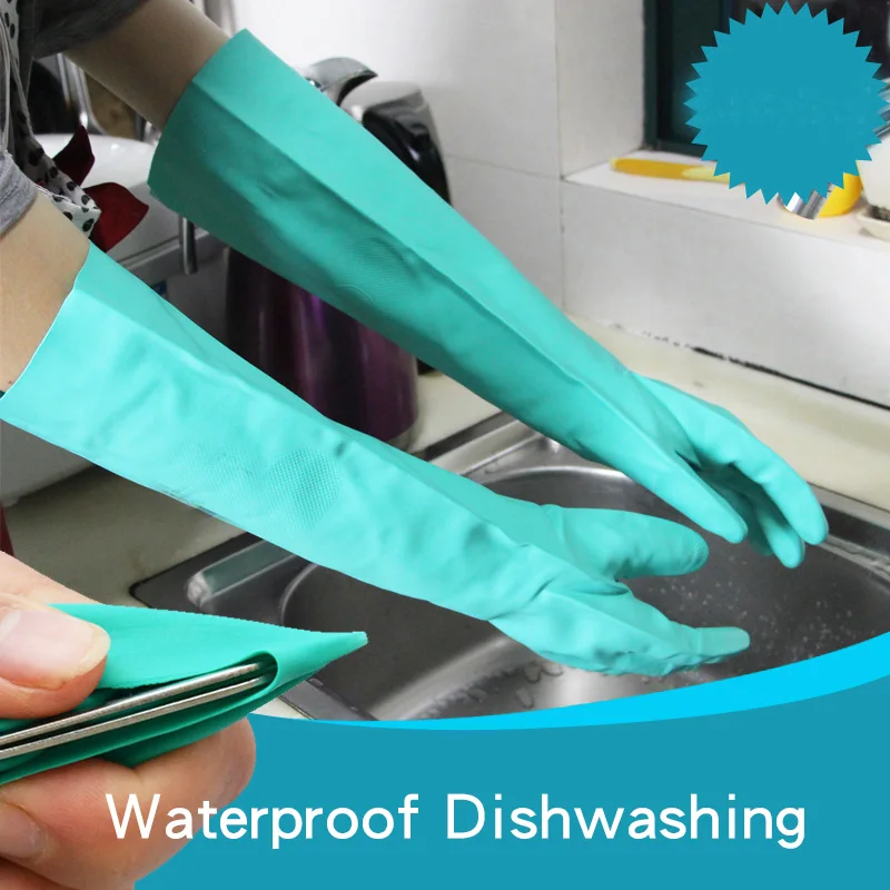 Acid and Alkali Resistant Long Rubber Gloves Cleaning Dish Washing for Household Scrubbe Repeatable Durable Nitrile Gloves