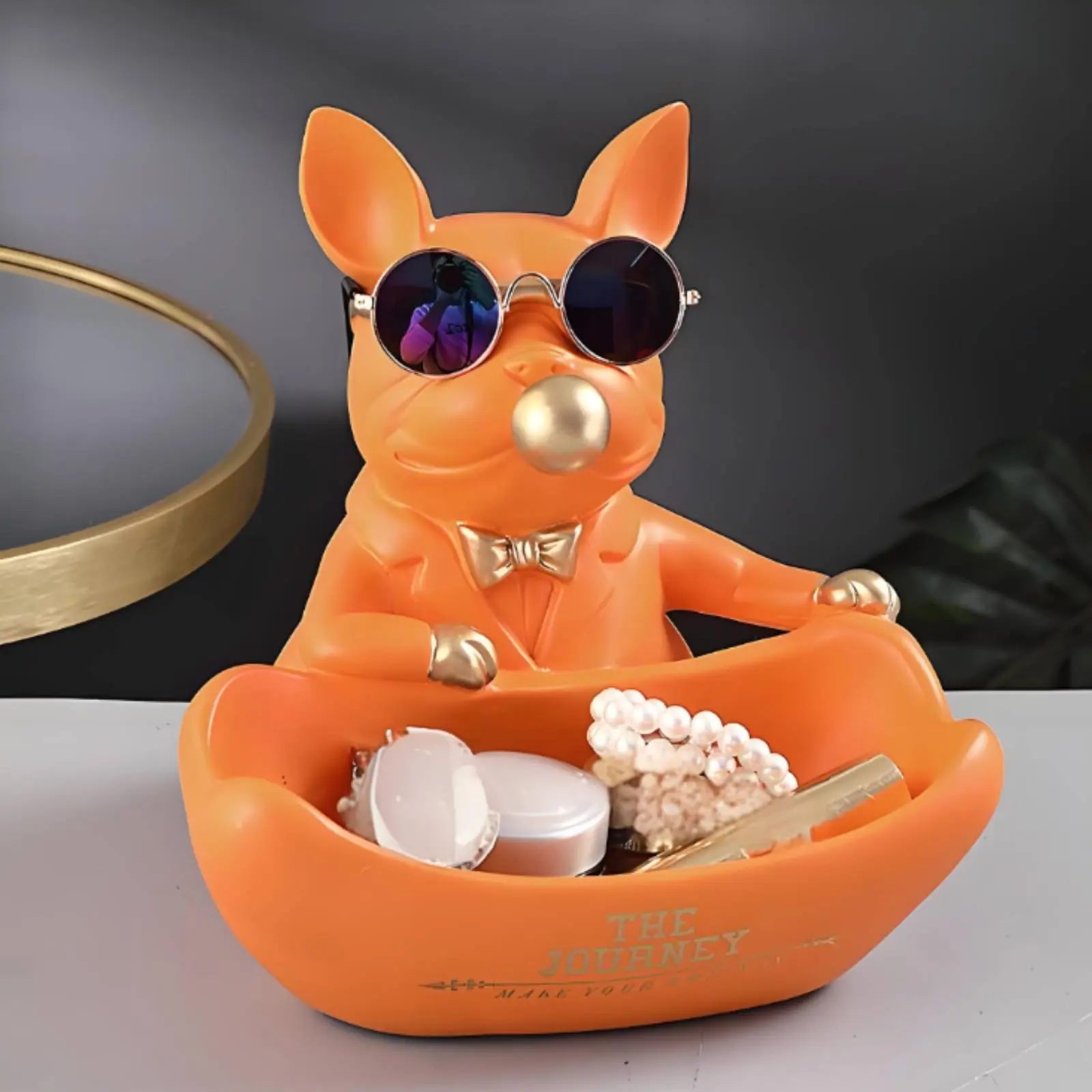 

French Canine Key Holder Handmade Dog Key Holder Canine Tray Statue Mess Organizer Dog Storage Tray Entryway Decoration