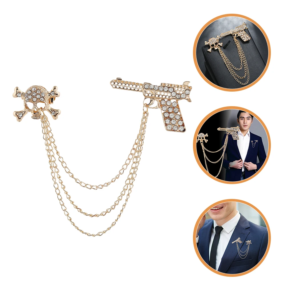 حجر الراين الجمجمة بروش دبوس للرجال النساء البدلة اكسسوارات فستان كليب التلبيب دبوس طوق سلسلة سترة كليب دبابيس الموضة #6