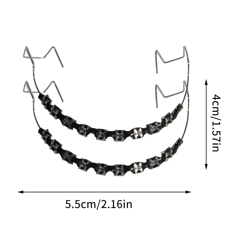 1 par de ganchos dentales coloridos para decoración temporal de dientes con alambres metálicos/ligaduras de ortodoncia, materiales de decoración para odontología