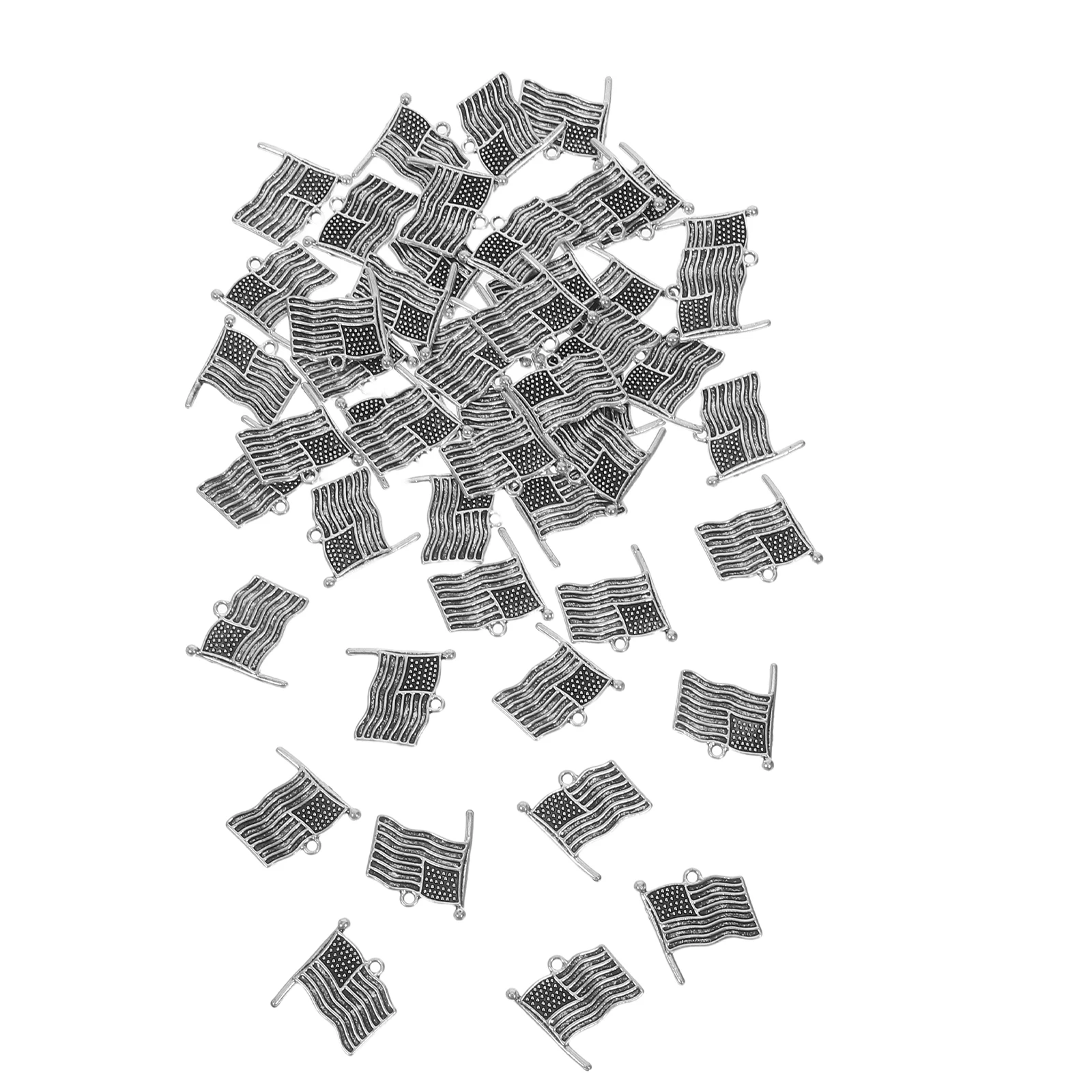 

50 Pcs Retro Flag Jewelry DIY Decor Craft Making Charms for Metal Bracelet Pendant Iron Hanging