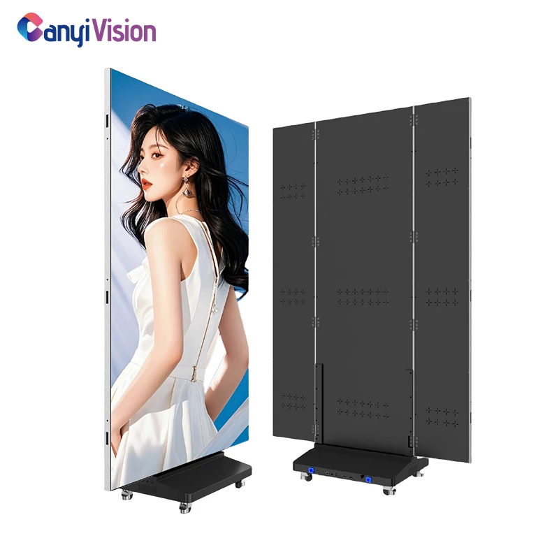 3 Folding LED Poster Display New Style P2.5 Poster LED Display Moving Led Screen With Wheel