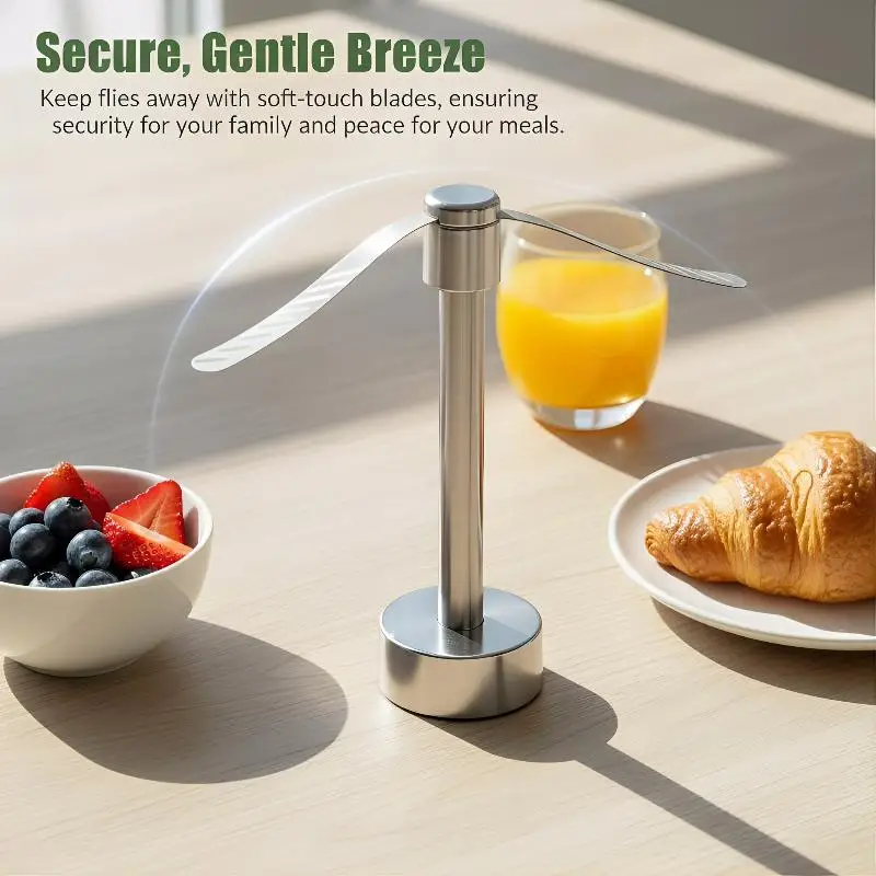 Portable Stainless Steel Fly Repellent Fan Silent Battery Power Automatic Fly Trap Keep Flies Away Table Pest Fan Home Outdoor