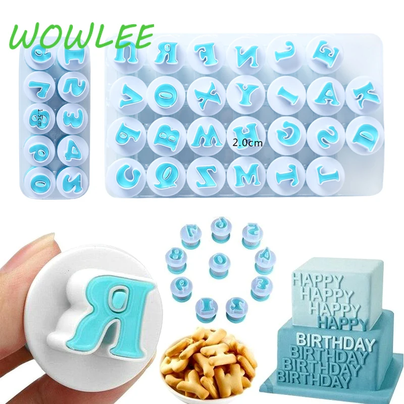 Baking Pastry Mold Letter Fondant Cookie Cutter 26pcs Upper Lowercase Alphabet and 10pcs Number Cake Decoration Tools