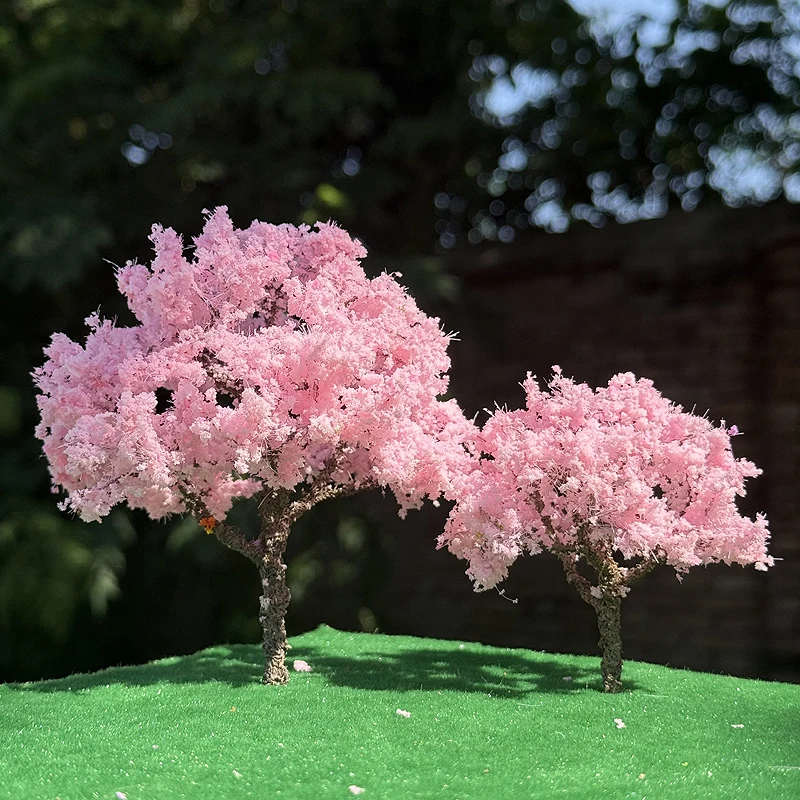 8/12cm Simulated Broadleaf Tree Model Micro Landscape Wire Flower Tree Architectural Model Platform Train Dollhouse Layout
