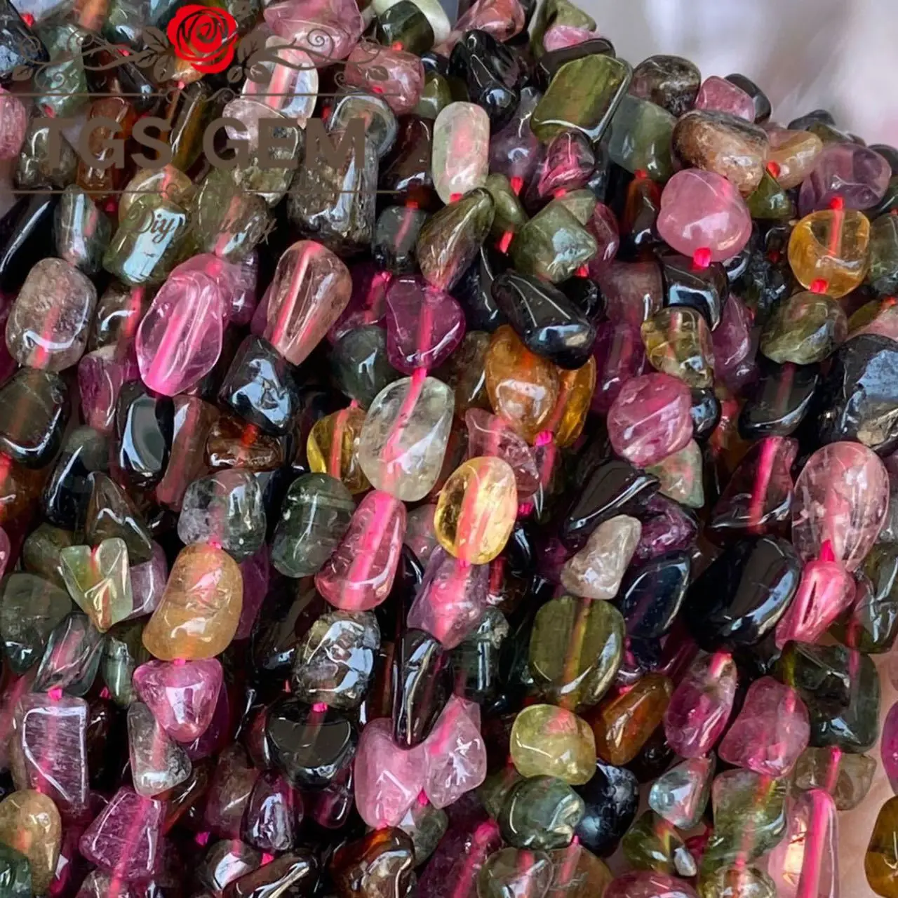 

Factory direct sales 6-8mm natural Tourmaline Stone small irregular gemstone fragments jewelry beads DIY bracelet accessories