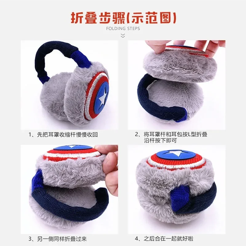 Marvel Winter Warm Folding Earmuffs Spider-Man Children\'s Earmuffs Plus Velvet Thickened Iron Man Ear Protectors Ear Bag Gift