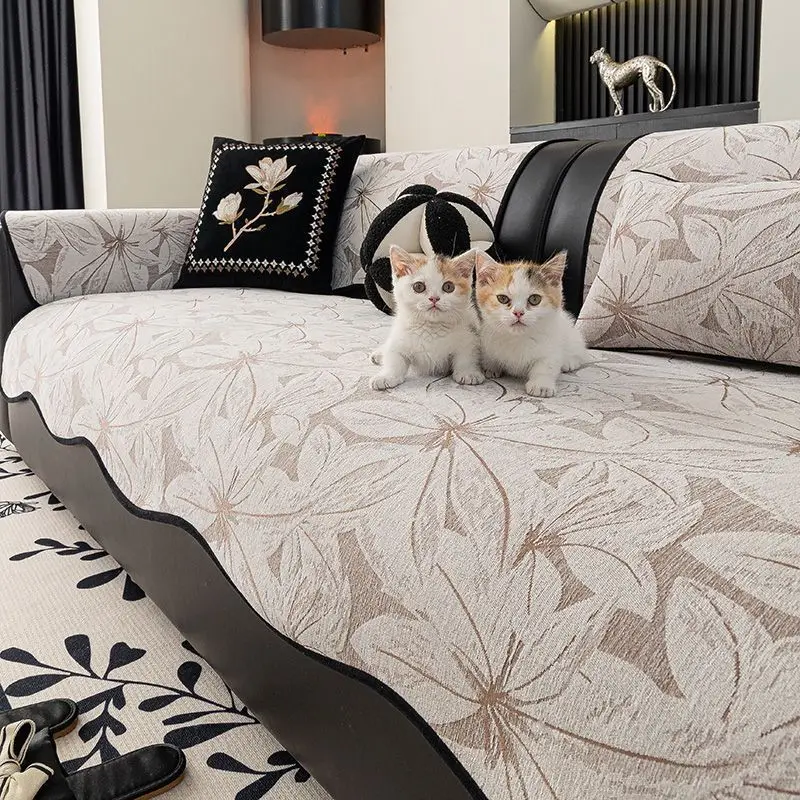Chenier Sofa Cushion New Retro Special-shaped Irregular Four-season Universal Non-slip Leather Sofa Cover One Piece Living Room