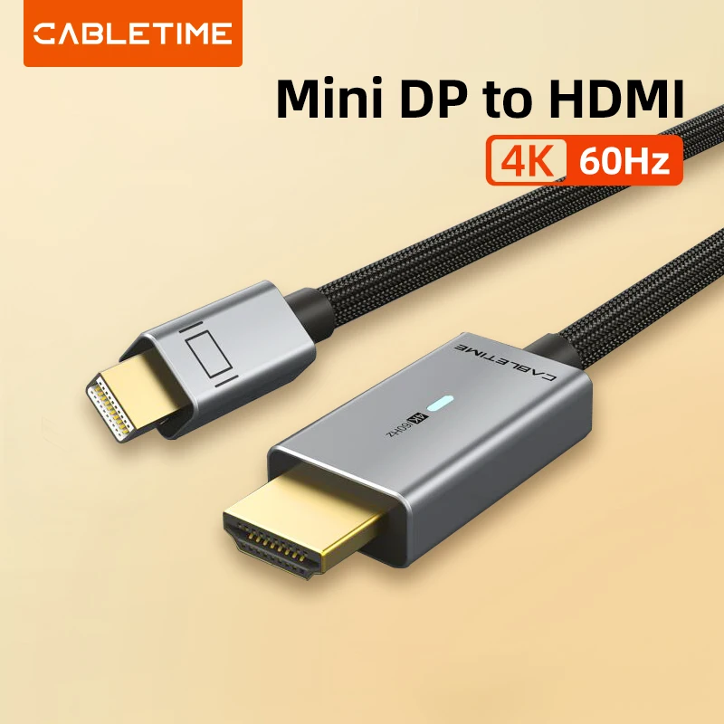 CABLETIME Mini DP HDMI kablosu 4K/60Hz naylon Mini Displayport HDMI adaptör kablosu Thunderbolt 1 2 Acer Dell XPS C324