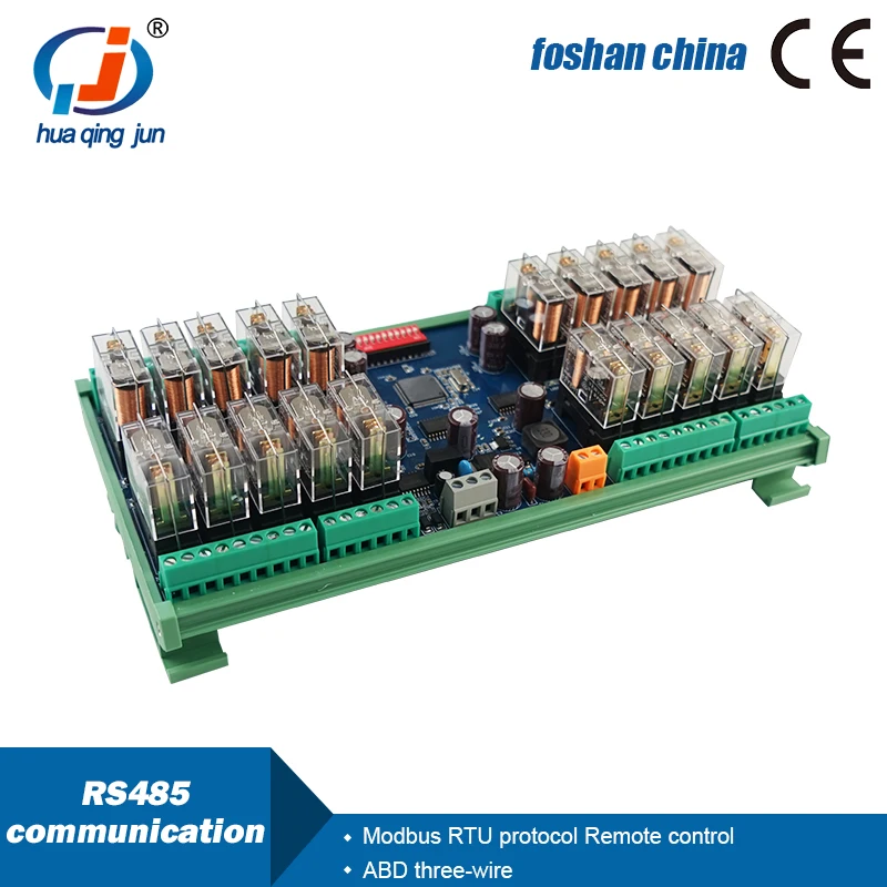 Huaqingjun 20-Channel RS485 Communication Relay Module 12V/24V Remote Control Modbus RTU Module for HVAC Sysytem