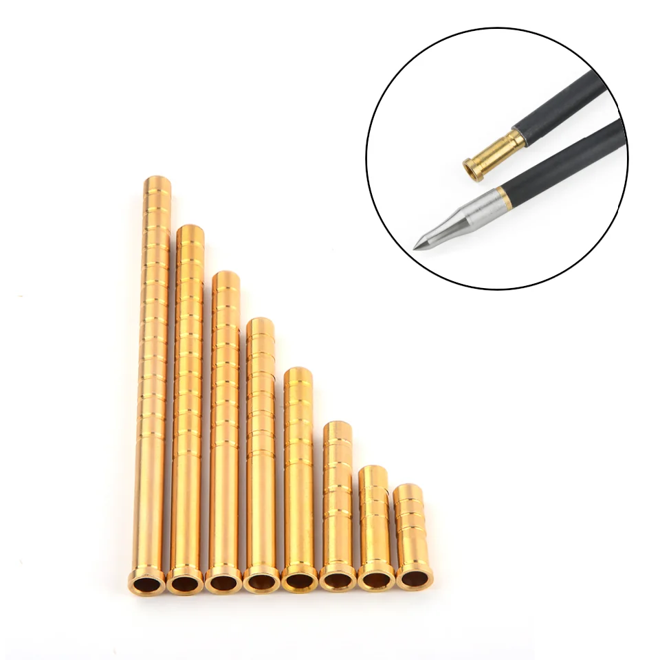 

12PCS Archery Arrow Inserts Copper 6.2mm 38-350Grain Inserts Arrowhead Broadhead Connector Bow Arrow Shooting Accessories