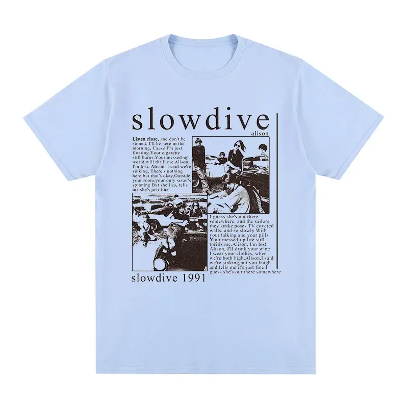 New TEE TSHIRT Womens Tops Unisex Slowdive Alison 1991 Vintage T-shirt Tour 90s Classic Cotton Men T Shirt  harajuku  graphiicc