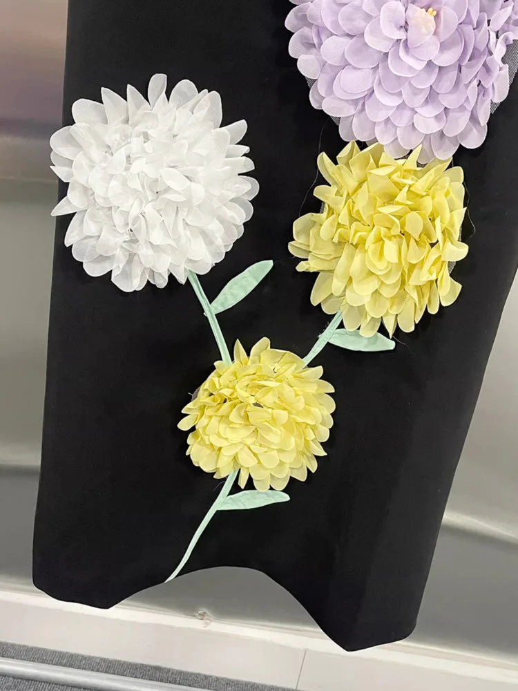 DFDG femmes printemps été rose 3D Floral Cami robe Maxi sans manches doux décontracté tenue de fête 2025 à la mode robe de mode féminine