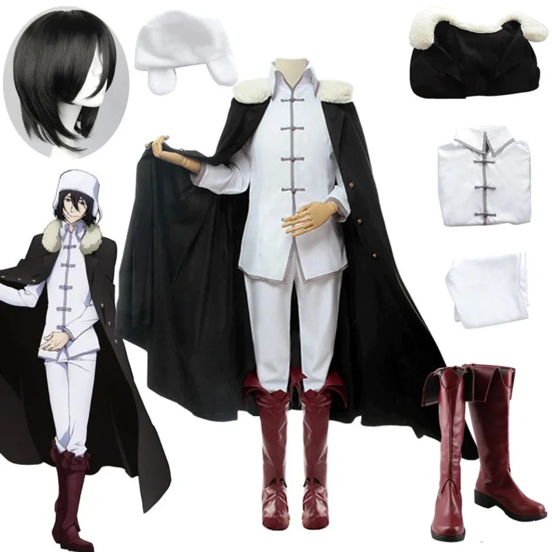 Bungo Stray dogs costume Fyodor Dostoevsky cosplay coat long trench hat wig shoes men women Halloween party carnival costume uy2