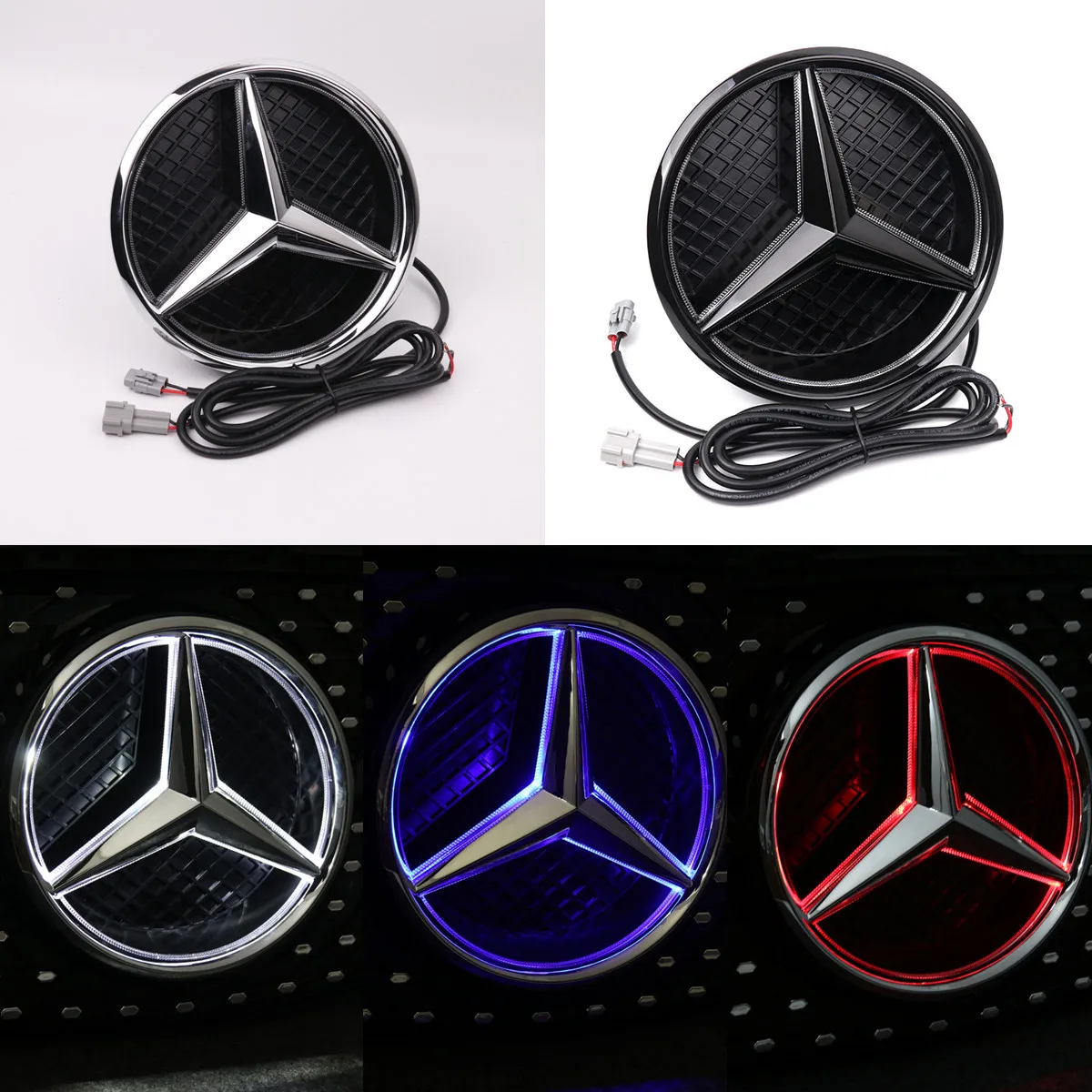 LED Grill Badge Front Grilled Embelm For Mercedes W205 W212 W213 W204 ML W166 CLA C117 W176 W177 C W204 E GLK X204 GLA GLC GLE