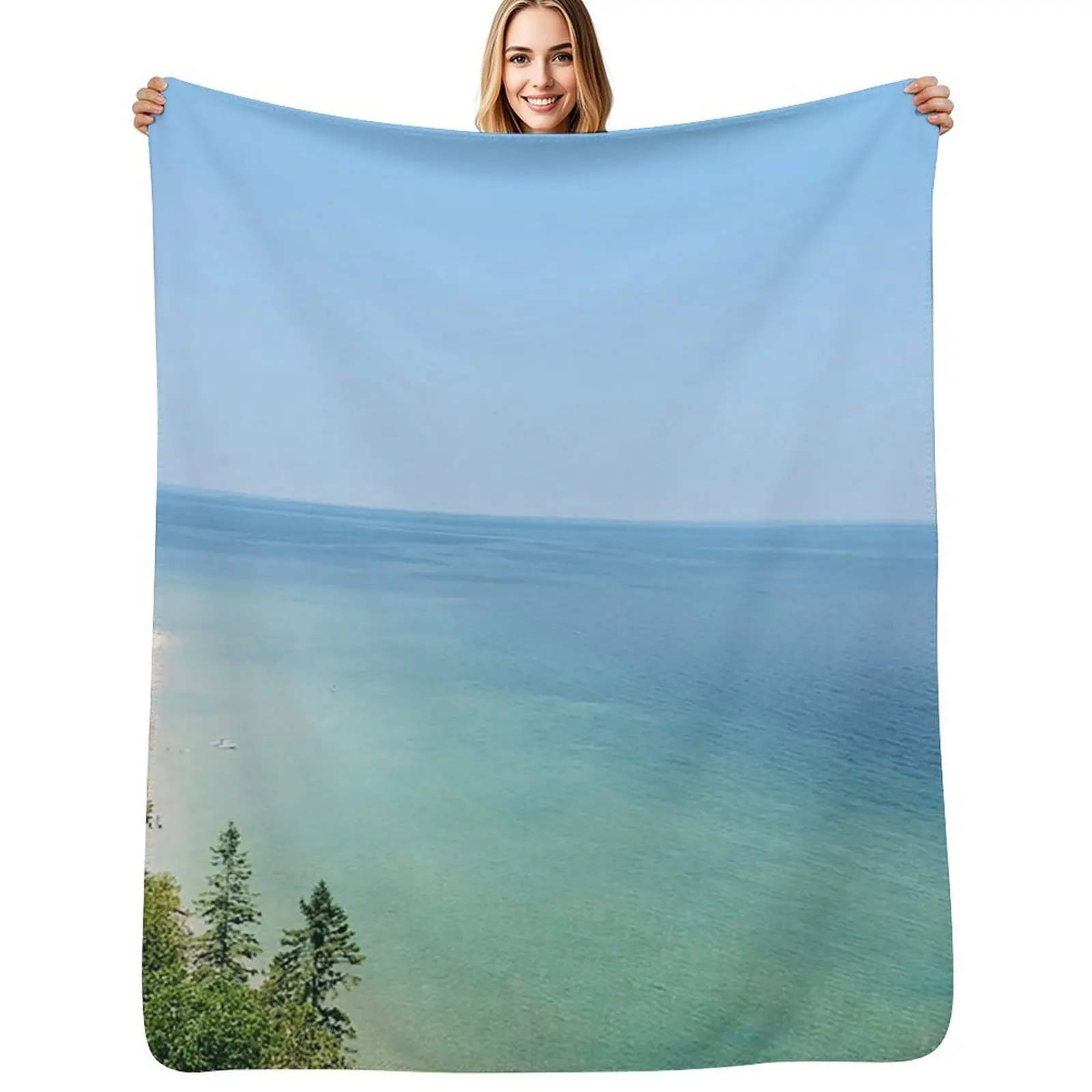 

Lake Huron Throw Blanket Cozy Sofa Blanket for TV Watching Napping