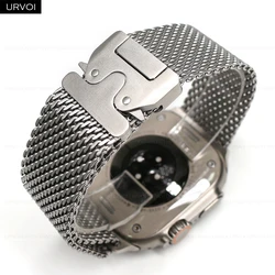 URVOI Milanese loop Band for Apple Watch Ultra 3 2 Series 11 10 9 SE3 stainless steel mesh strap parachute buckle men's bracelet