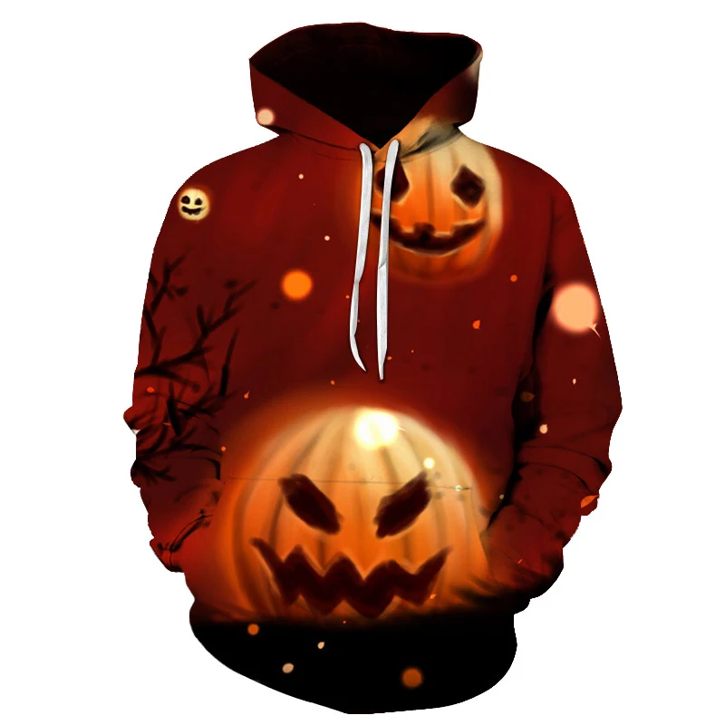 

Hip Hop Funny 3D Halloween Hooded Mens Autumn Scary pumpkin head Loose 3D Halloween Hoodies Men /women Casual Hoody Sweatshirts