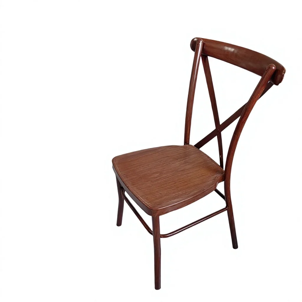 & Wrought-iron Wood-grain Fork-back Foldable Modern Minimalist Dining Chair for Home Office Reception
