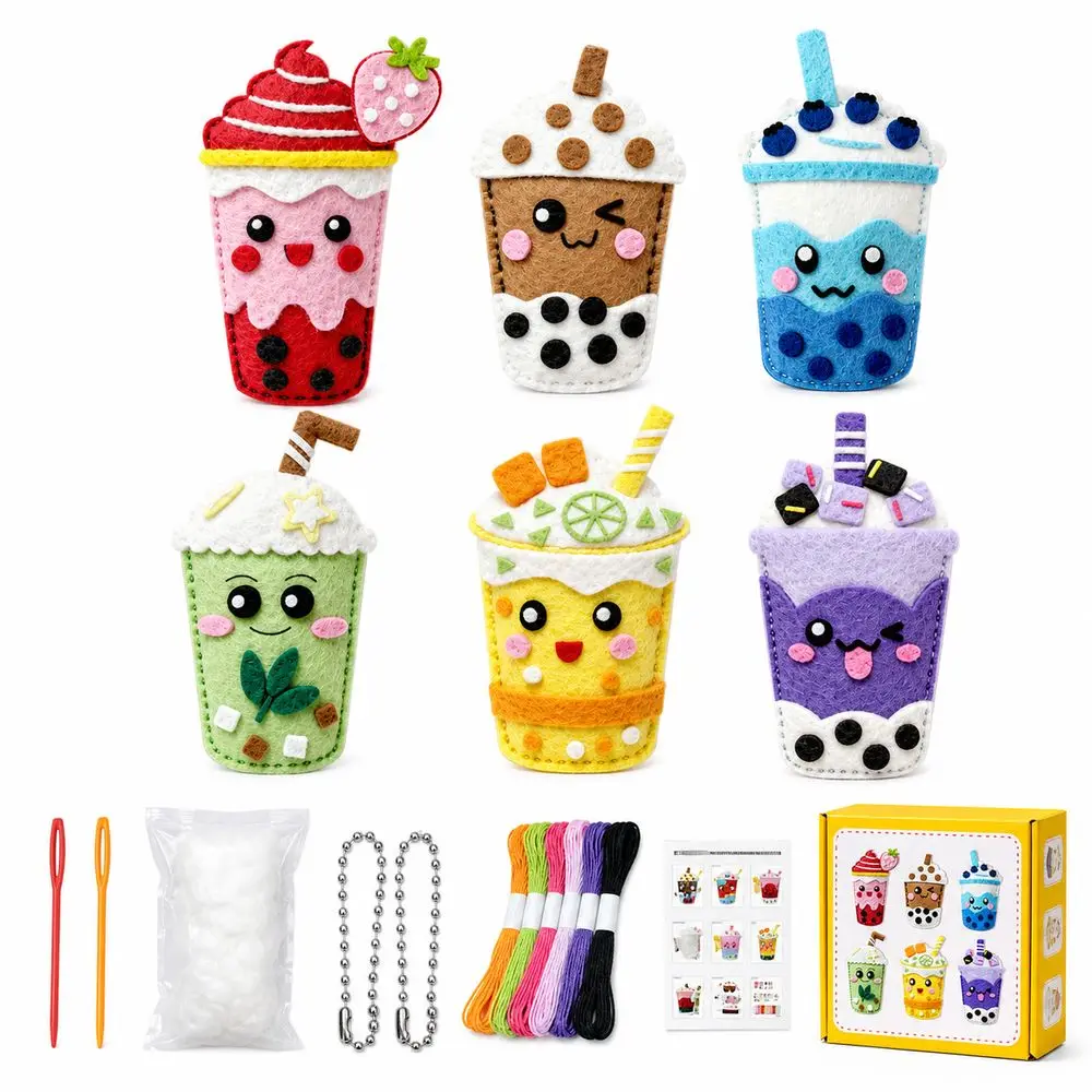 New Nonwoven Felt Felt Craft Set Cartoon Pattern Pre-Punched Pieces Felt Ornament Kit Hanging Chain Sewing Craft Sewing Kit