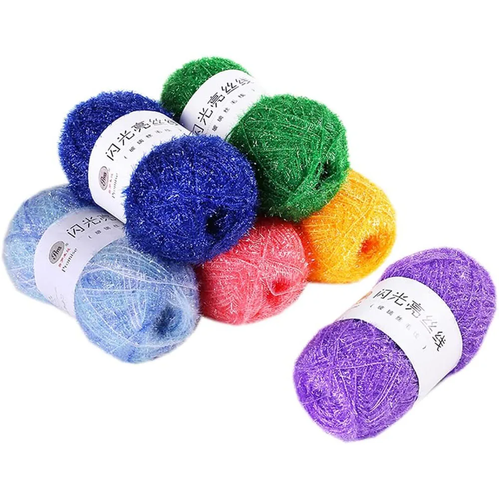 50g Shiny Dishcloths Yarn 100% Polyester Glass Silk Pastel Scrubby Yarn for Crocheting Weaving Handmade Craft