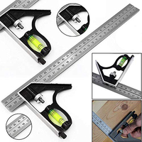 45°/90° Multifunctional Movable Square Ruler Calipers Stainless Steel Carpenter Measuring Gauging Tools Ruler DepthGauge