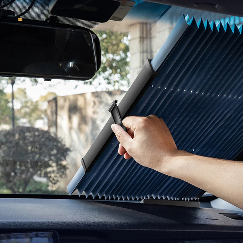 Parasol para parabrisas de coche, cortina retráctil para ventana trasera y delantera, película protectora UV