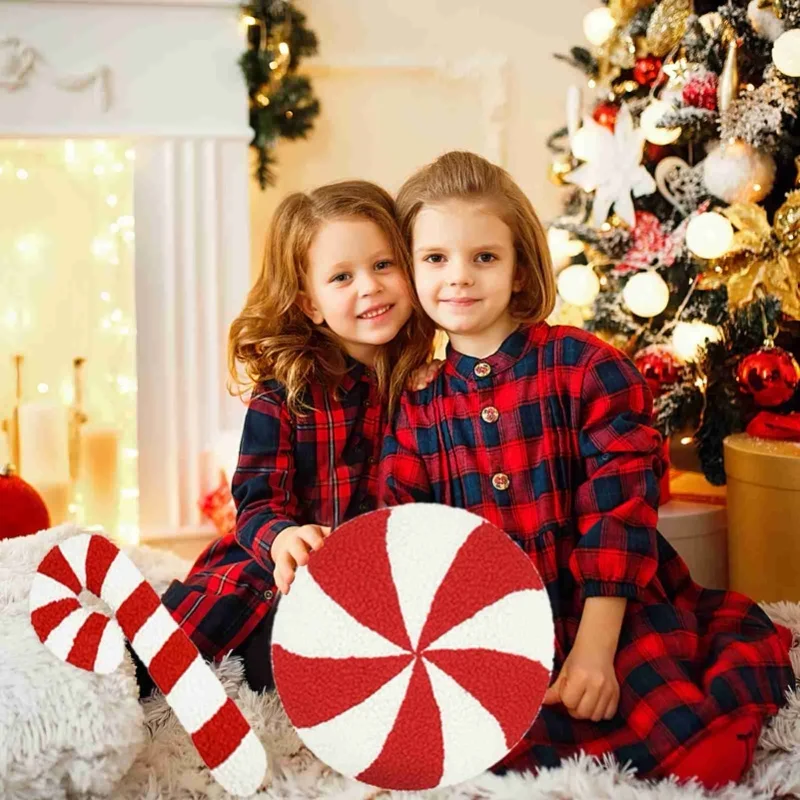 Cuscino decorativo per caramelle Cuscino decorativo per caramelle 3D in peluche carino per la decorazione natalizia del soggiorno della camera da letto