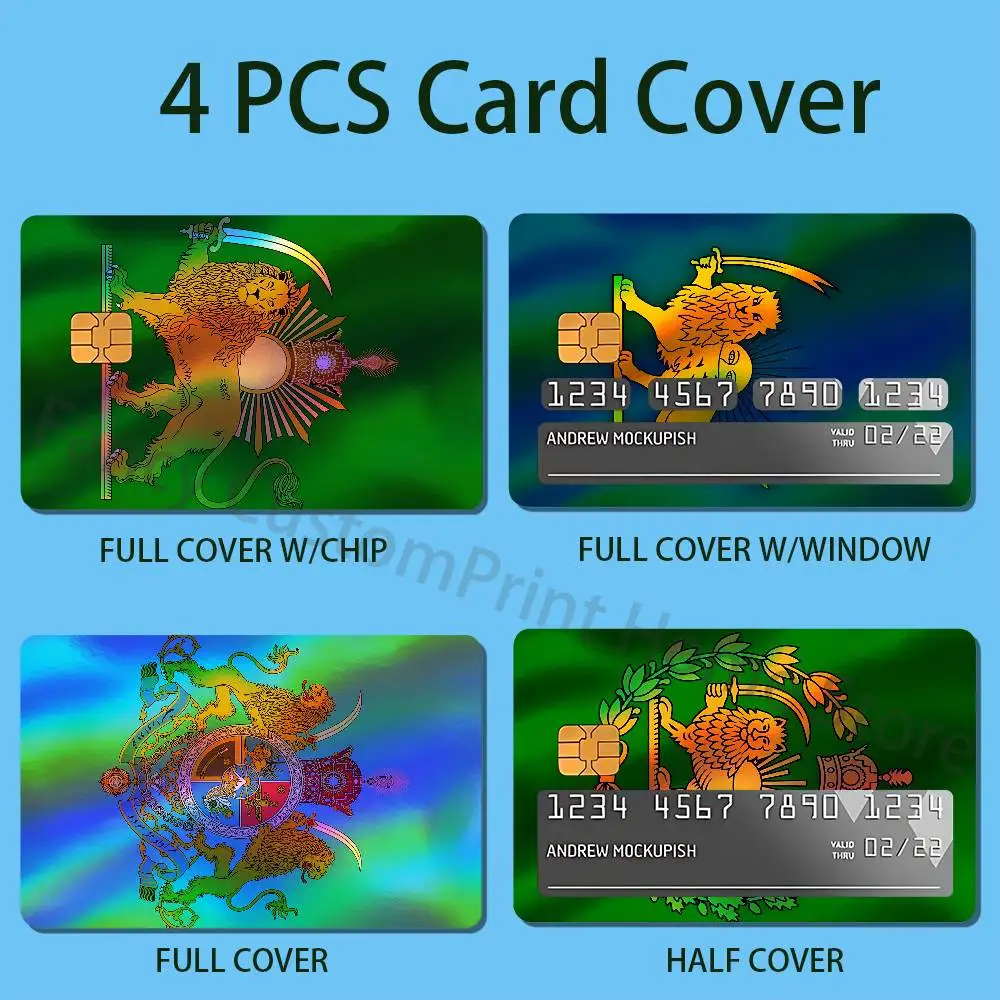 I-Iran emblem P-Pahlavi Flag Credit Bank Sticker ID Access Card Cover Skin Rainbow Color Laser