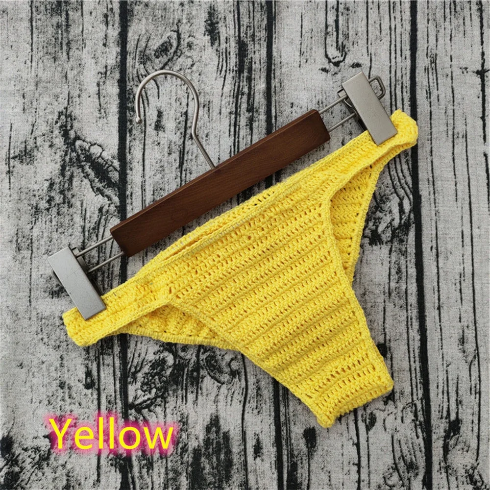 Men/Women Couple Knitting Underwar Sunbathing Hand Crochet Thong Breathable Bikini Beach Underpants G-string Special Panties