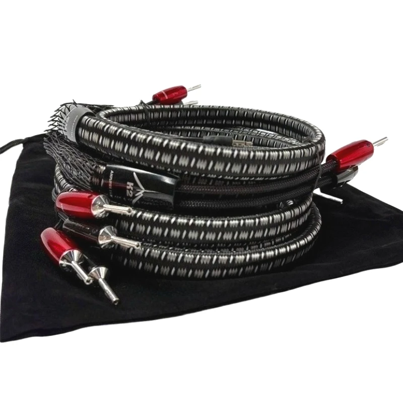 Para Kabel głośnikowy K2 serii 1000 srebrna wtyczka bananowa dwuprzewodowy wzmacniacz audio HiFi przewód głośnikowy