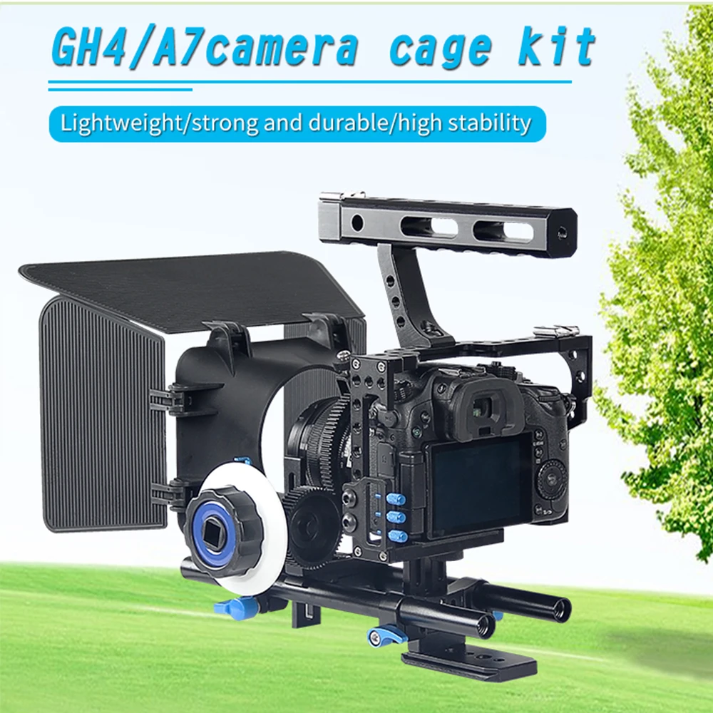 

Aluminum Handheld Camera Video Support Kit DSLR Cage Set with Follow Focus Matte Box For Sony A7S A7 A7R A7RII A7SII GH4