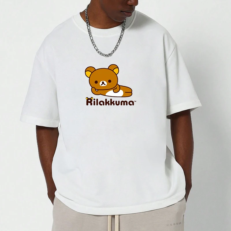 

Men's Oversize T-shirt Cotton 100% Streetwear R-Rilakkuma Short Sleeve Tee Summer Tops Gifts for Men New in Tees High Quality
