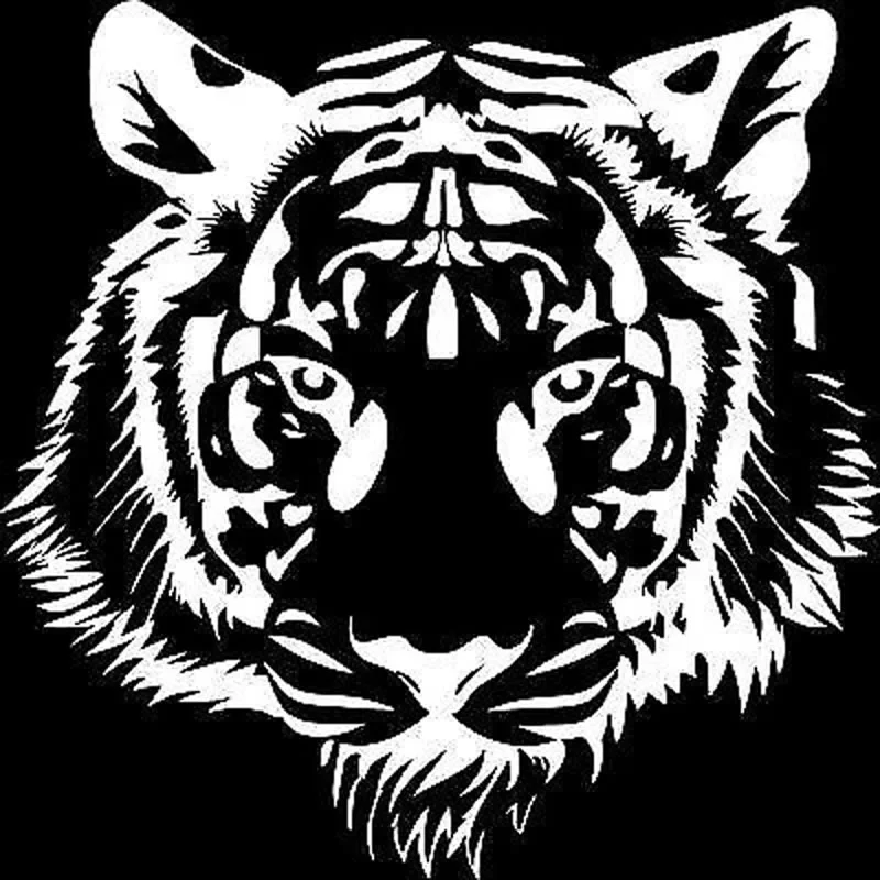 Car Stickers POWERFUL TIGER HEAD Vinyl Decals Motorcycle Decoration Accessories Waterproof Sunscreen Cover Scratches PVC,30CM