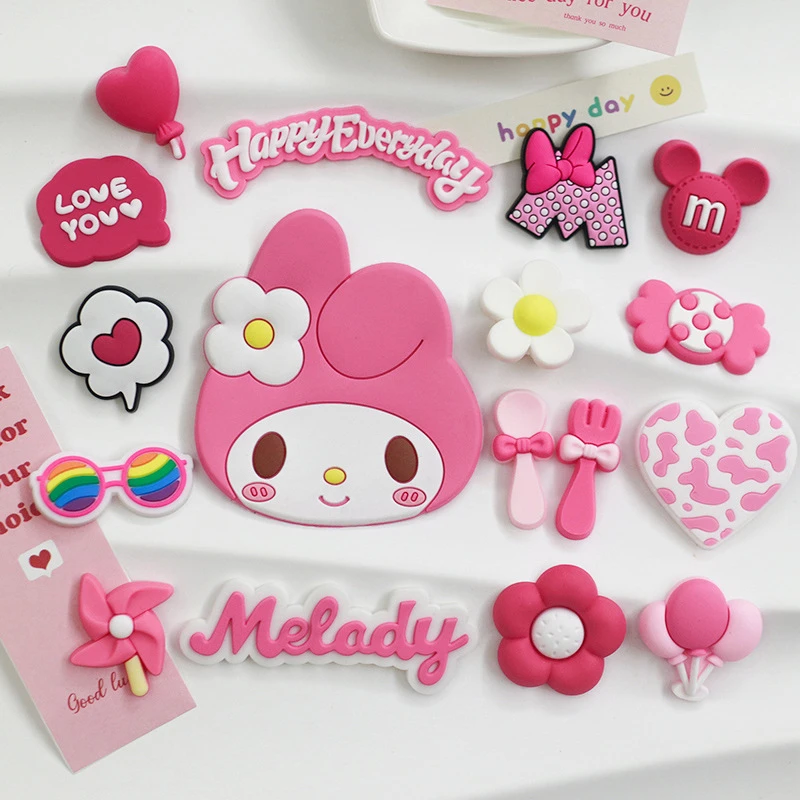 

New My Melody Jibbitz Charms Pvc Soft Rubber Accessories Diy Shoe Flowers For Clogs Compatible With All Clogs Xmas Party Gifts