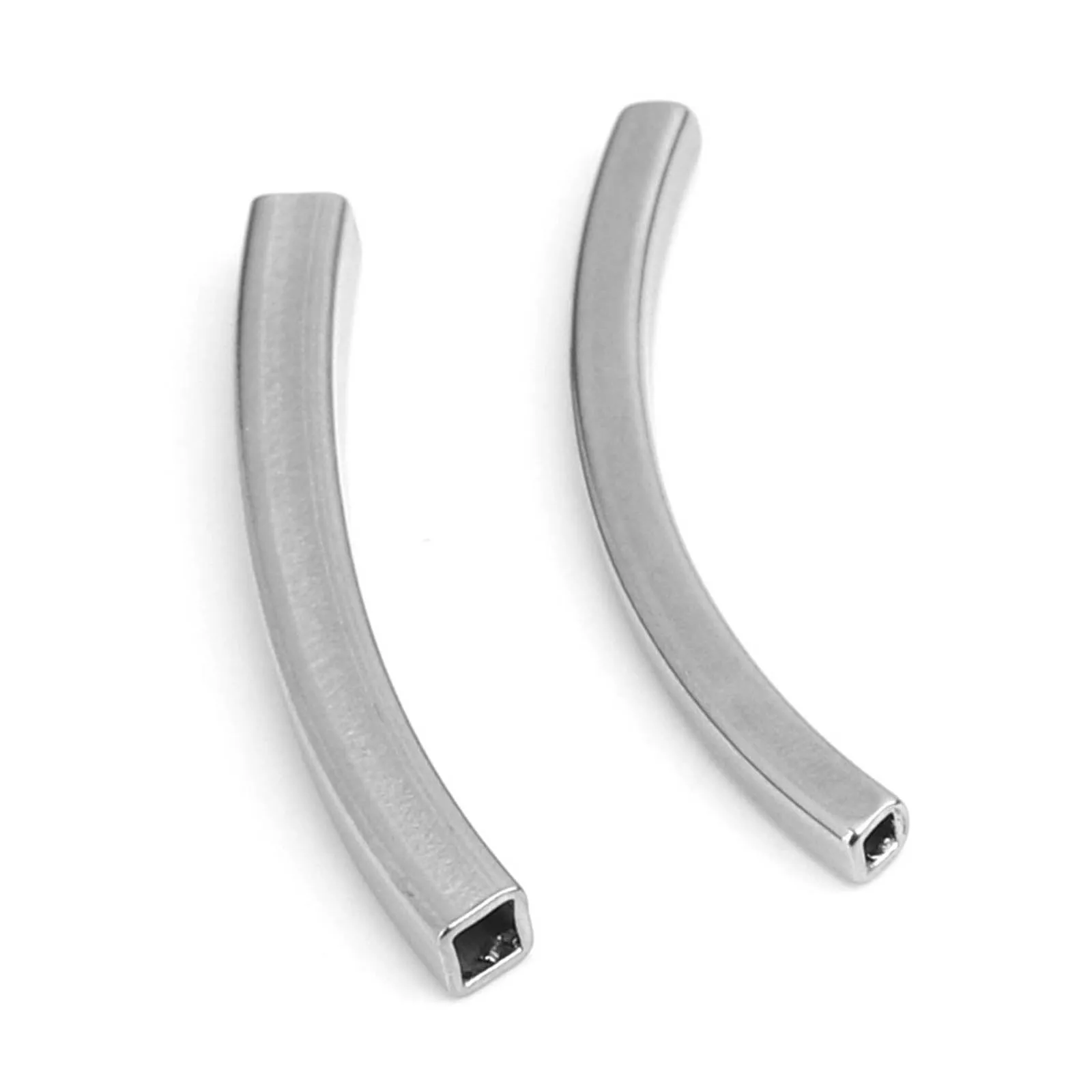 

1PC Stainless Steel Square Curve Tube Beads Connector For Jewelry Making Silver Color Diy Bracelet Necklace Findings Supplies