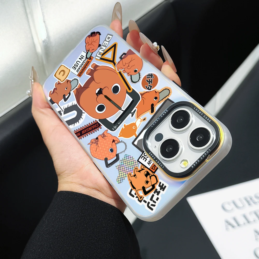 Chainsaw Man Pochita Phone Case for Samsung Galaxy S24 S23 S22 S21 S20 FE Ultra Plus M53 5G Gradient Color IMD Hard Cover