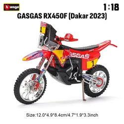 Bburago 1:18 Red Bull 2023 GASGAS RX450F authorized simulation alloy motorcycle model toy car gift collection