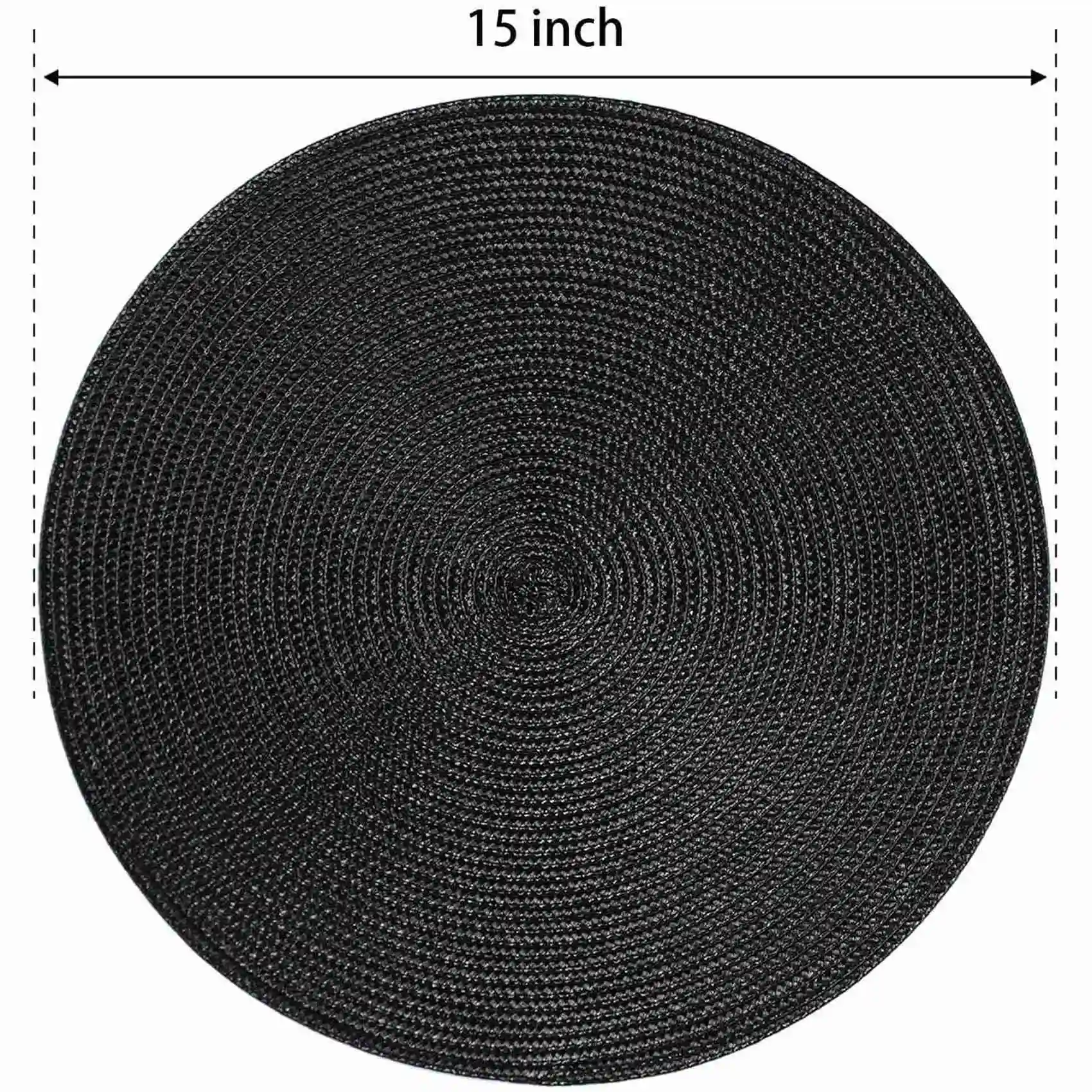 ABMS-Round Braided Placemats Set Of 12 Table Mats For Dining Tables Washable Non-Slip Place Mats 15 Inch Halloween Black