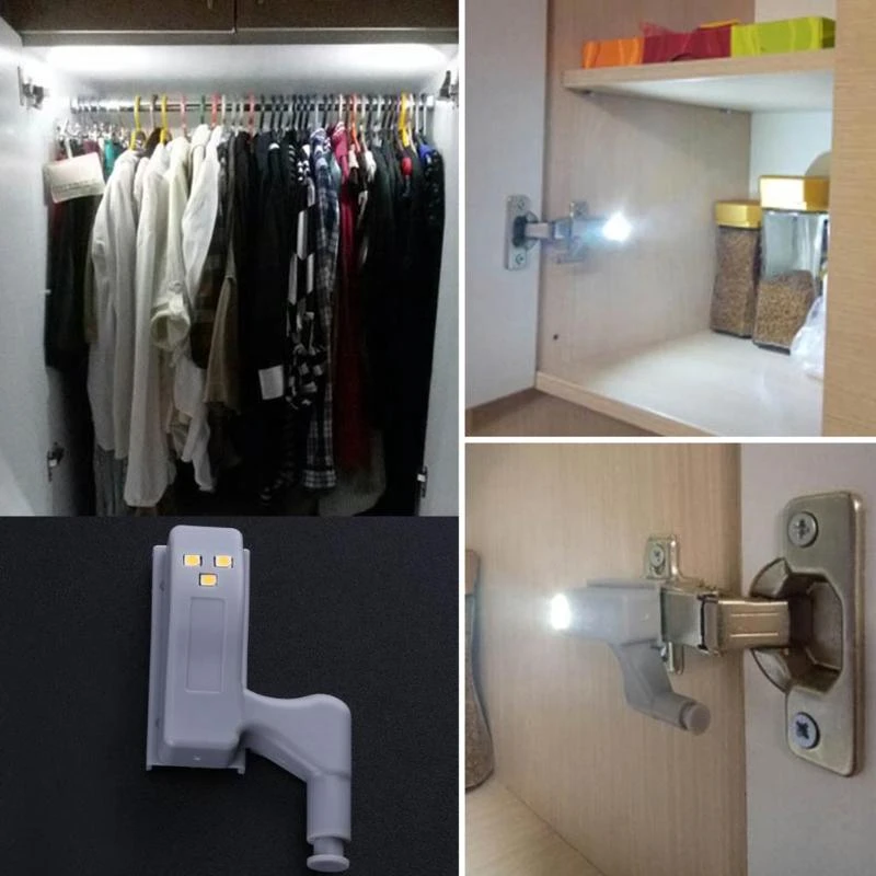 Universal Inner Hinge LED Sensor lamp Cabinet Wardrobe Cupboard Door Night light Auto Switch ON/OFF Bulb 3 LED Sensor