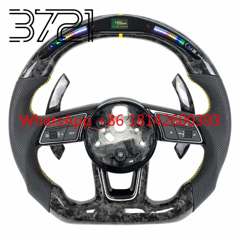 Purple and Black Carbon Fiber Leather Steering Wheel Custom Sport Modified Car Interior Upgrade Parts