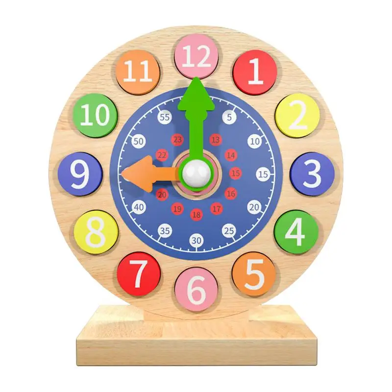 

Learning Clock For Kids Wooden Learn To Tell Time Clock For Kid Colorful Telling Time Analog Clock Learning Clock For Toddler