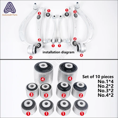 Nuevo buje del brazo de control de suspensión delantera para Audi A4 Q5 A6 2012-2018 4H 0407515 B 4H 0407182 C 4H 0407183 C 4E 0407181 B B B