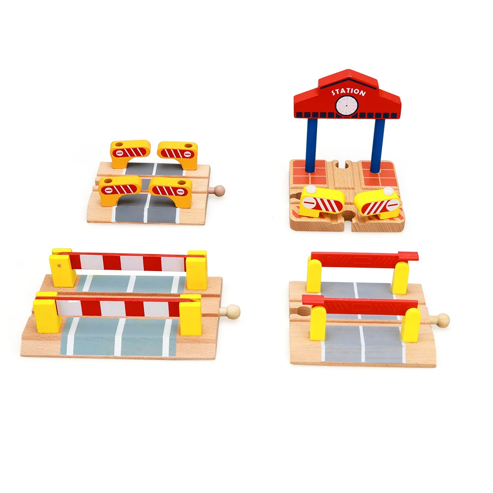 Wooden Track Accessories Wooden Plastic Large Barricade Compatible Train Track Wooden Train